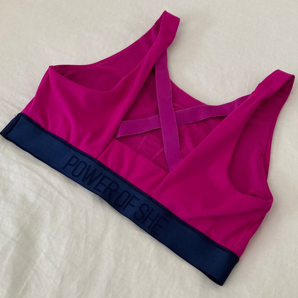Athleta triple dare + power of she bra Magenta Navy XL